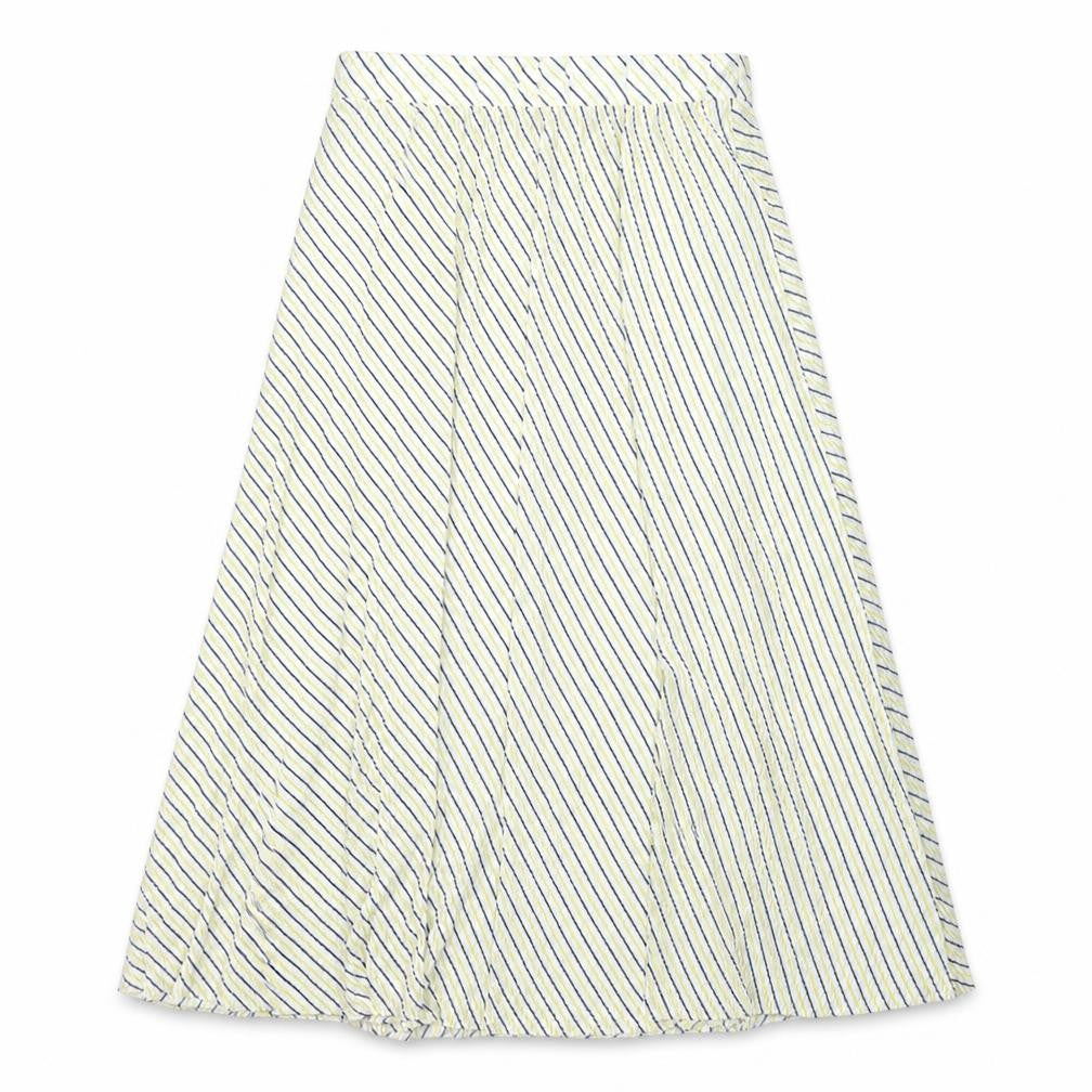 Only Womens Yellow Striped Polyester Pleated Skirt Size XL