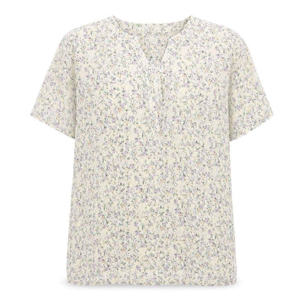 soaked Womens Beige Floral Polyester Basic Blouse Size XS Round Neck