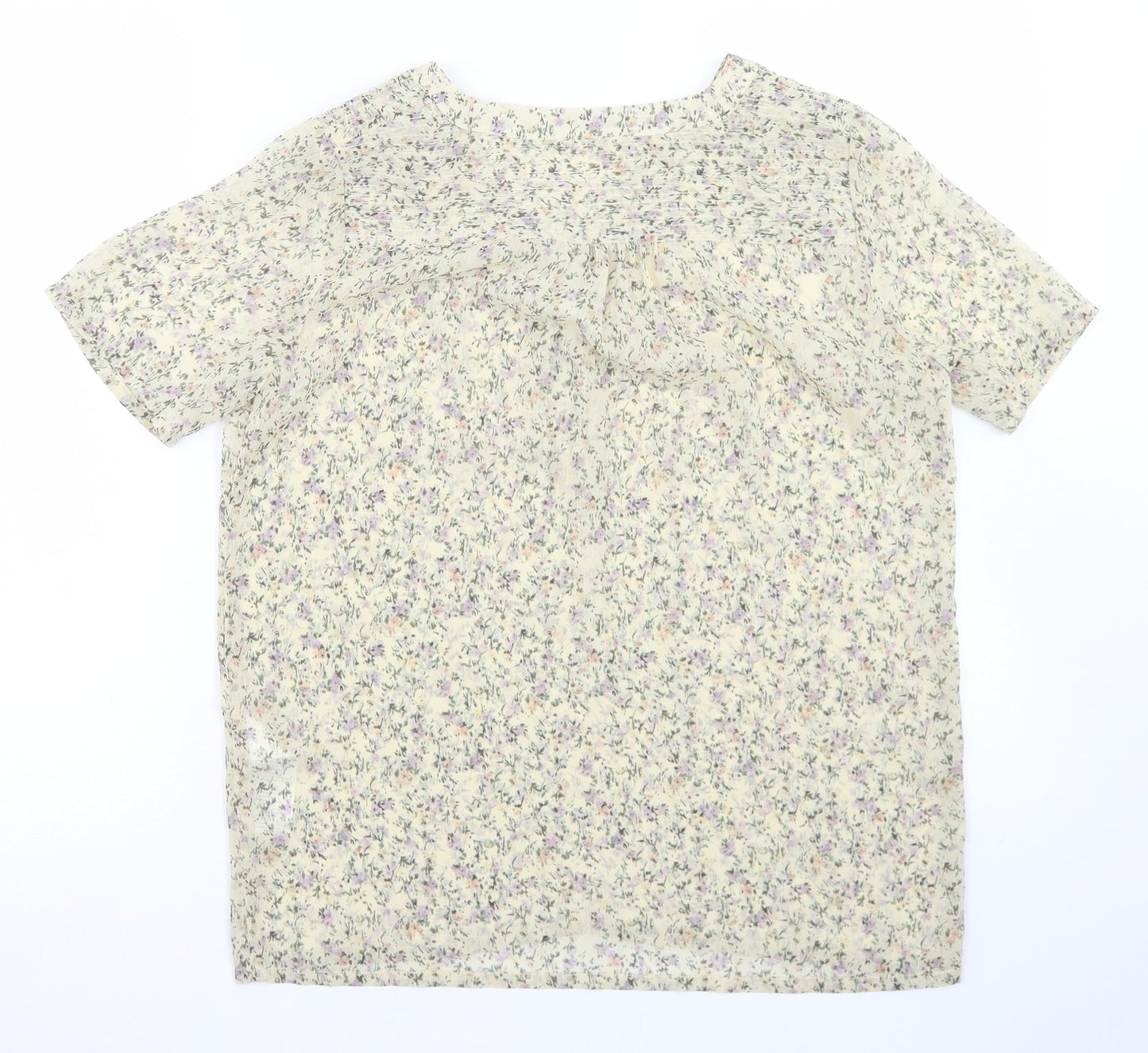 soaked Womens Beige Floral Polyester Basic Blouse Size XS Round Neck