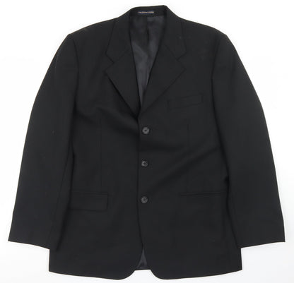 Park Avenue Mens Black  Polyester Jacket Blazer Size 42