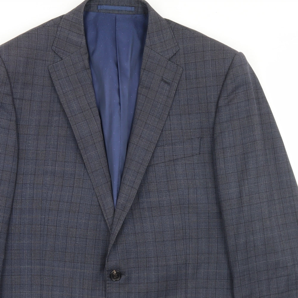 Marks and Spencer Mens Grey Plaid Wool Jacket Blazer Size 40