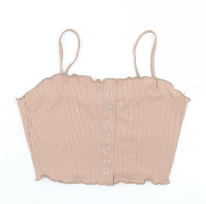 Preloved Primark Womens Brown  Polyester Cropped Tank Size 6 Round Neck - Front