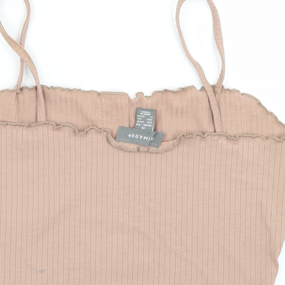 Primark Womens Brown  Polyester Cropped Tank Size 6 Round Neck