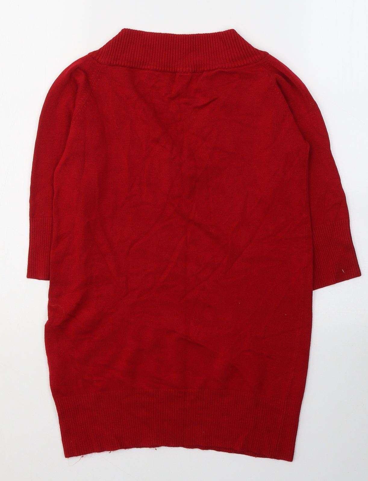 Liquid Womens Red  Viscose Basic Blouse Size S V-Neck
