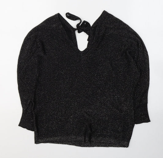NEXT Womens Black  Viscose Basic Blouse Size XS V-Neck