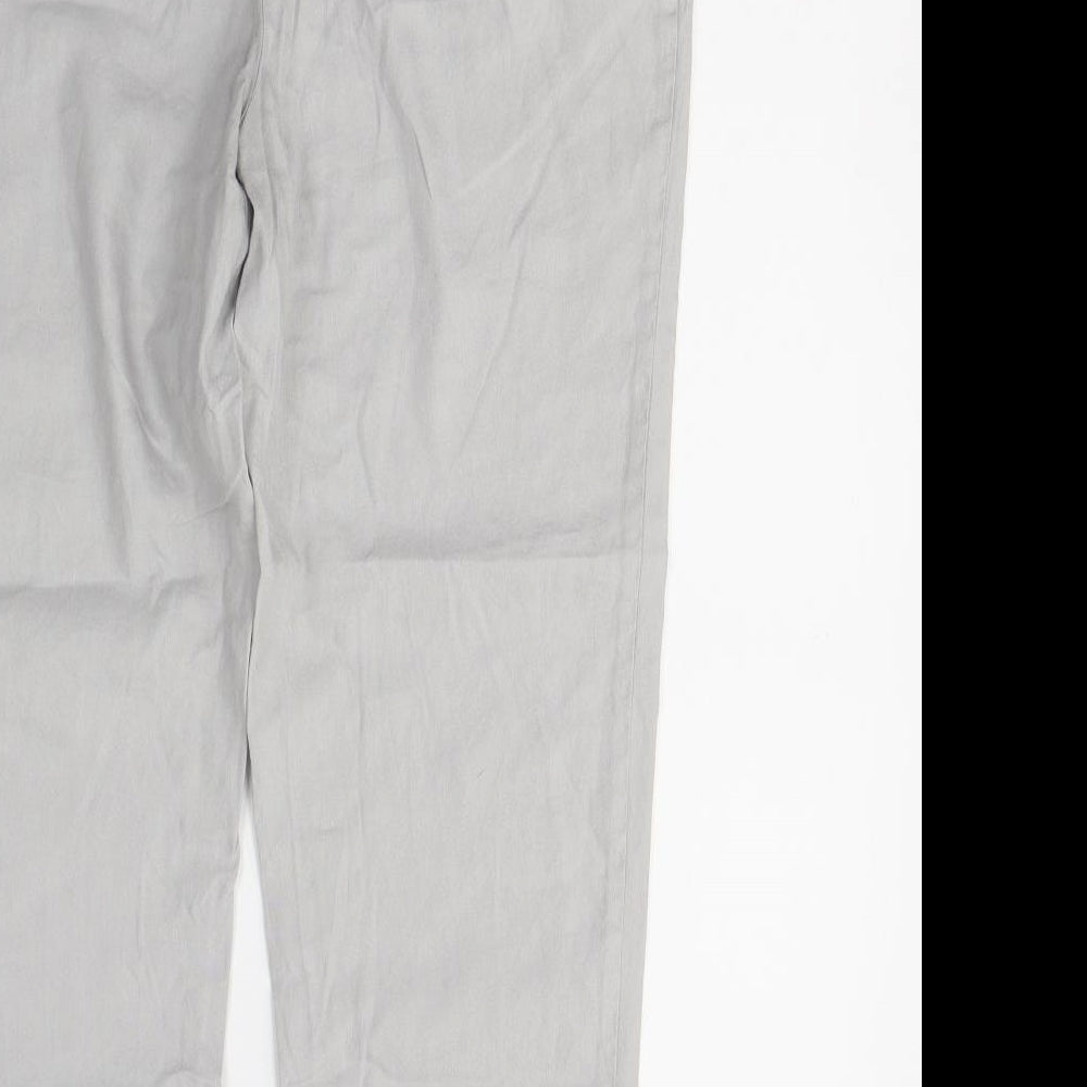 Marks and Spencer Womens Grey  Linen Cropped Trousers Size 30 in L23.5 in Regular Button