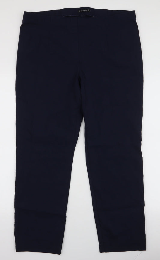 Dunnes Stores Womens Blue  Viscose Dress Pants Trousers Size XL L28 in Regular