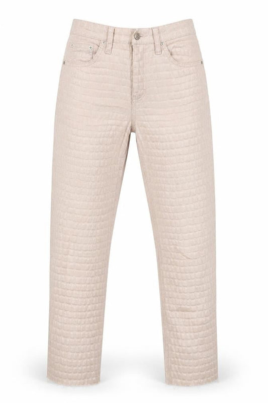 Topshop Womens Ivory  Cotton Mom Jeans Size 26 L32 in Slim Zip