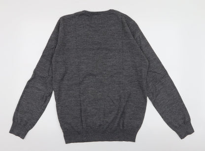 Dunnes Mens Grey Round Neck  Acrylic Pullover Jumper Size M