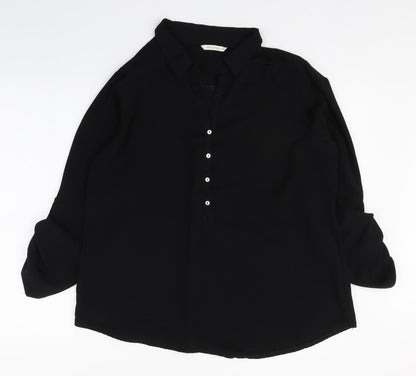Privilege Womens Black  Polyester Basic Button-Up Size 8 Collared