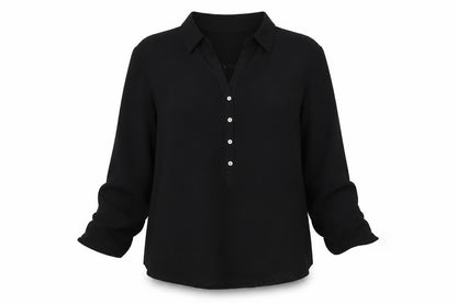 Privilege Womens Black  Polyester Basic Button-Up Size 8 Collared