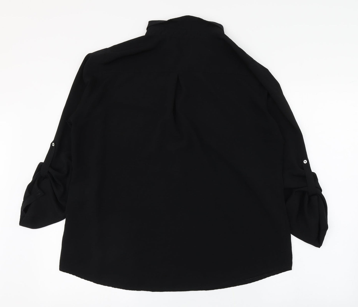 Privilege Womens Black  Polyester Basic Button-Up Size 8 Collared