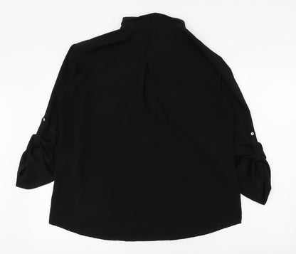 Privilege Womens Black  Polyester Basic Button-Up Size 8 Collared