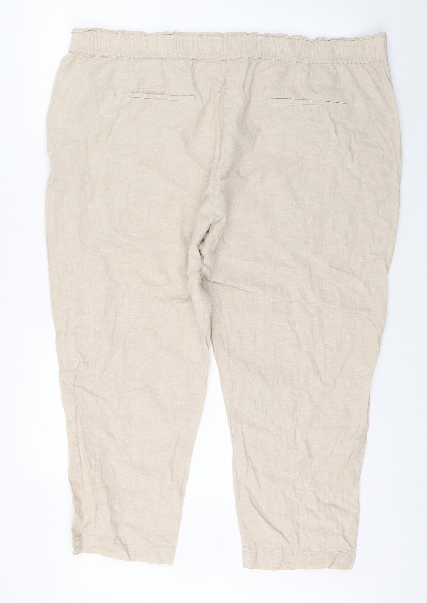 Dunnes Stores Womens Beige  Linen Capri Trousers Size XL L23 in Regular