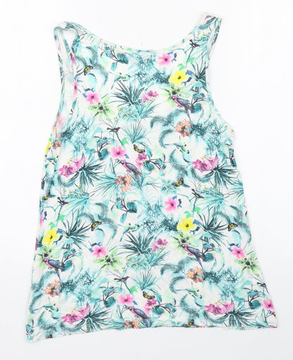 Preloved Warehouse Womens Multicoloured Floral Viscose Basic Tank Size 10 Scoop Neck - Back