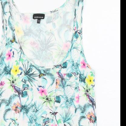 Preloved Warehouse Womens Multicoloured Floral Viscose Basic Tank Size 10 Scoop Neck - Detail