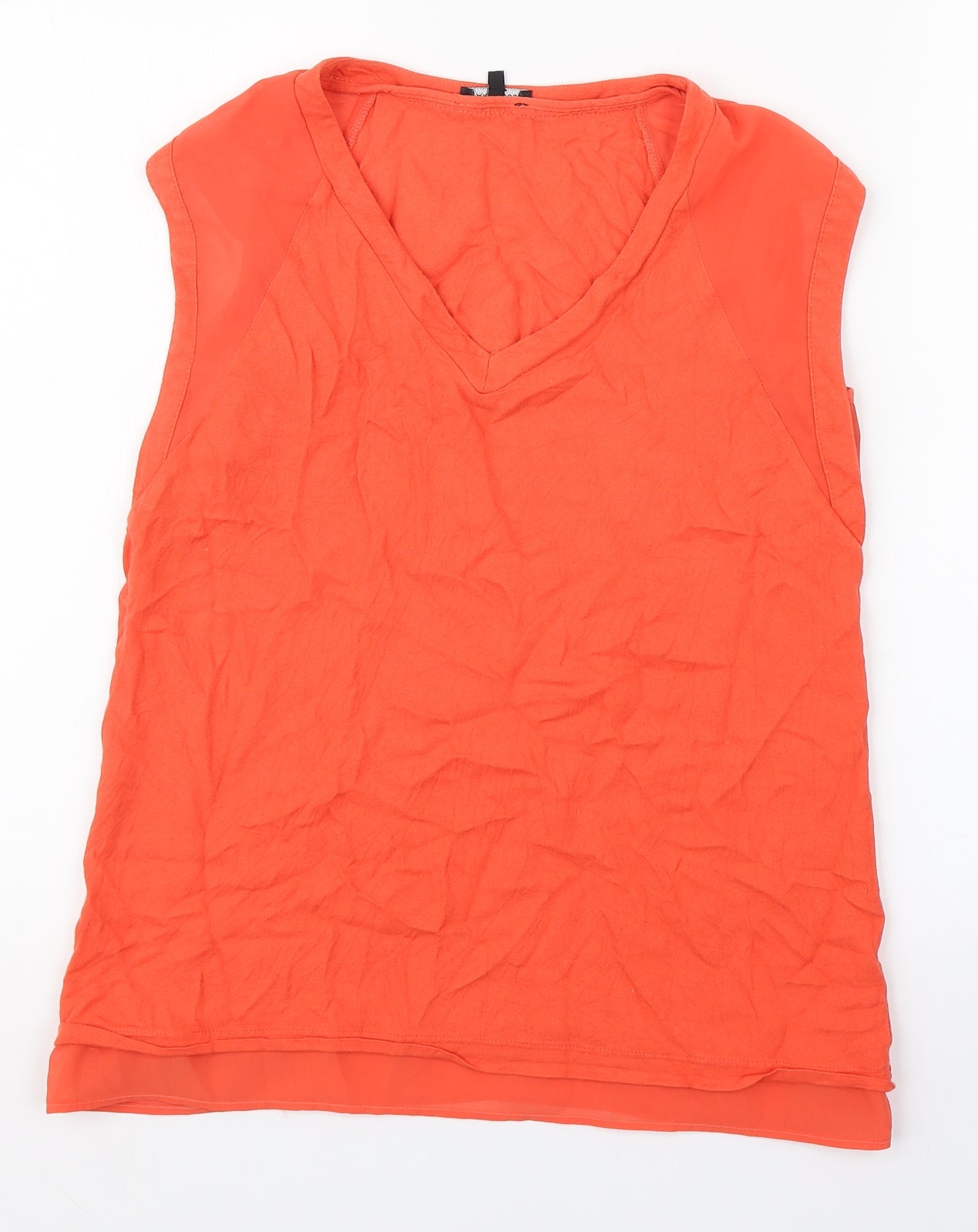 Warehouse Womens Orange  Viscose Basic Tank Size 10 Round Neck