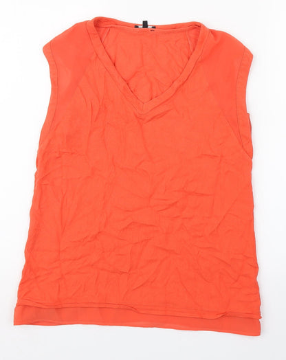 Warehouse Womens Orange  Viscose Basic Tank Size 10 Round Neck