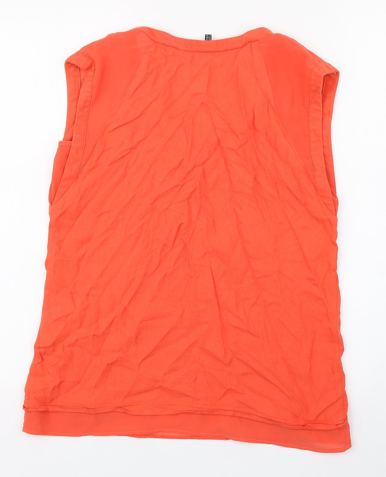 Warehouse Womens Orange  Viscose Basic Tank Size 10 Round Neck