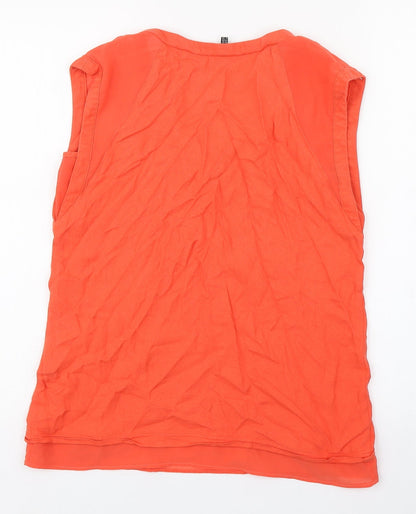 Warehouse Womens Orange  Viscose Basic Tank Size 10 Round Neck