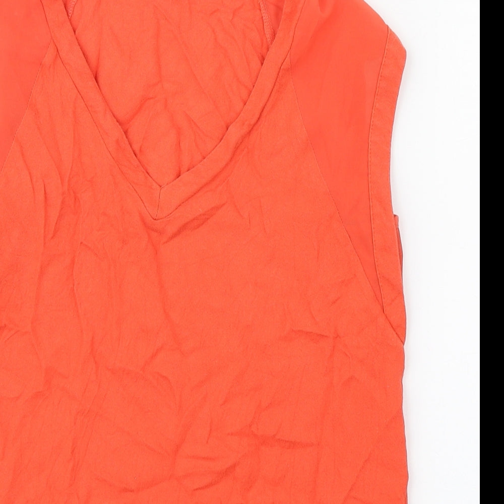 Warehouse Womens Orange  Viscose Basic Tank Size 10 Round Neck