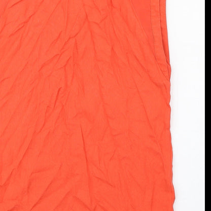 Warehouse Womens Orange  Viscose Basic Tank Size 10 Round Neck