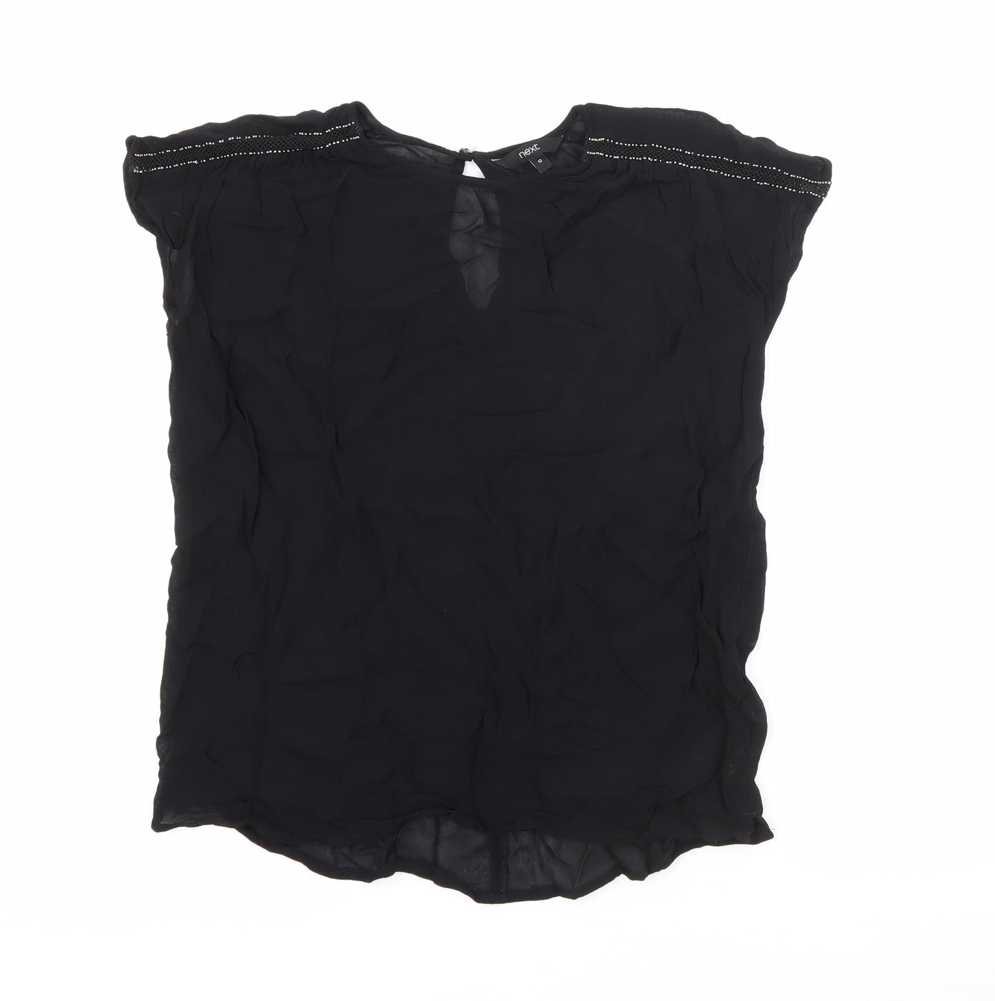 NEXT Womens Black  Viscose Basic Blouse Size 12 Round Neck