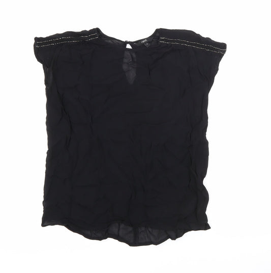 NEXT Womens Black  Viscose Basic Blouse Size 12 Round Neck