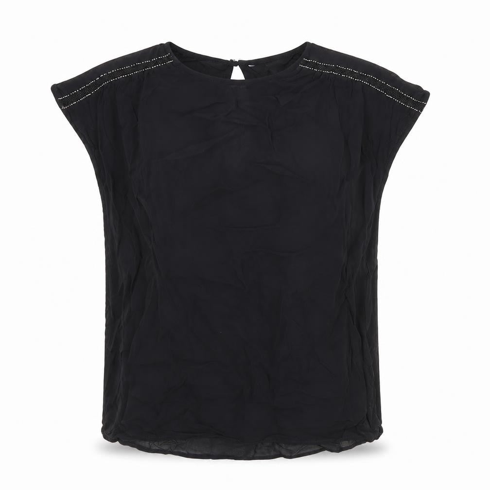 NEXT Womens Black  Viscose Basic Blouse Size 12 Round Neck