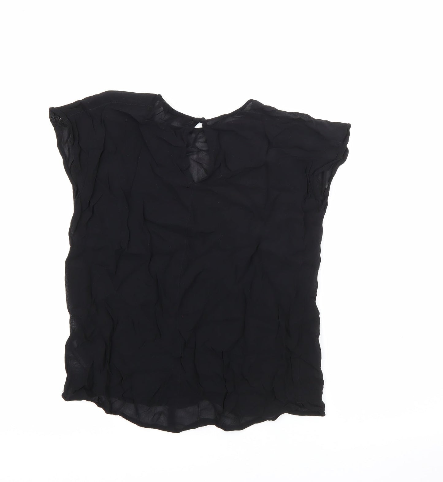 NEXT Womens Black  Viscose Basic Blouse Size 12 Round Neck
