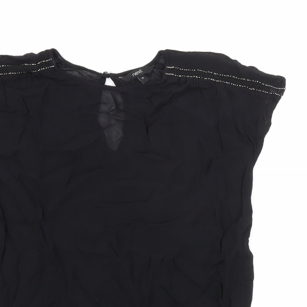 NEXT Womens Black  Viscose Basic Blouse Size 12 Round Neck