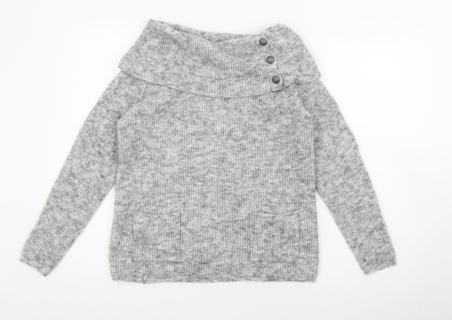 Simon Jeffrey Womens Grey Roll Neck  Polyester Pullover Jumper Size M