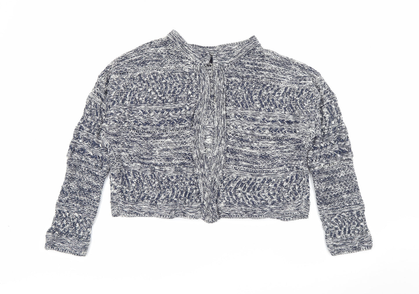 Marks and Spencer Womens Blue Crew Neck  Cotton Cardigan Jumper Size L