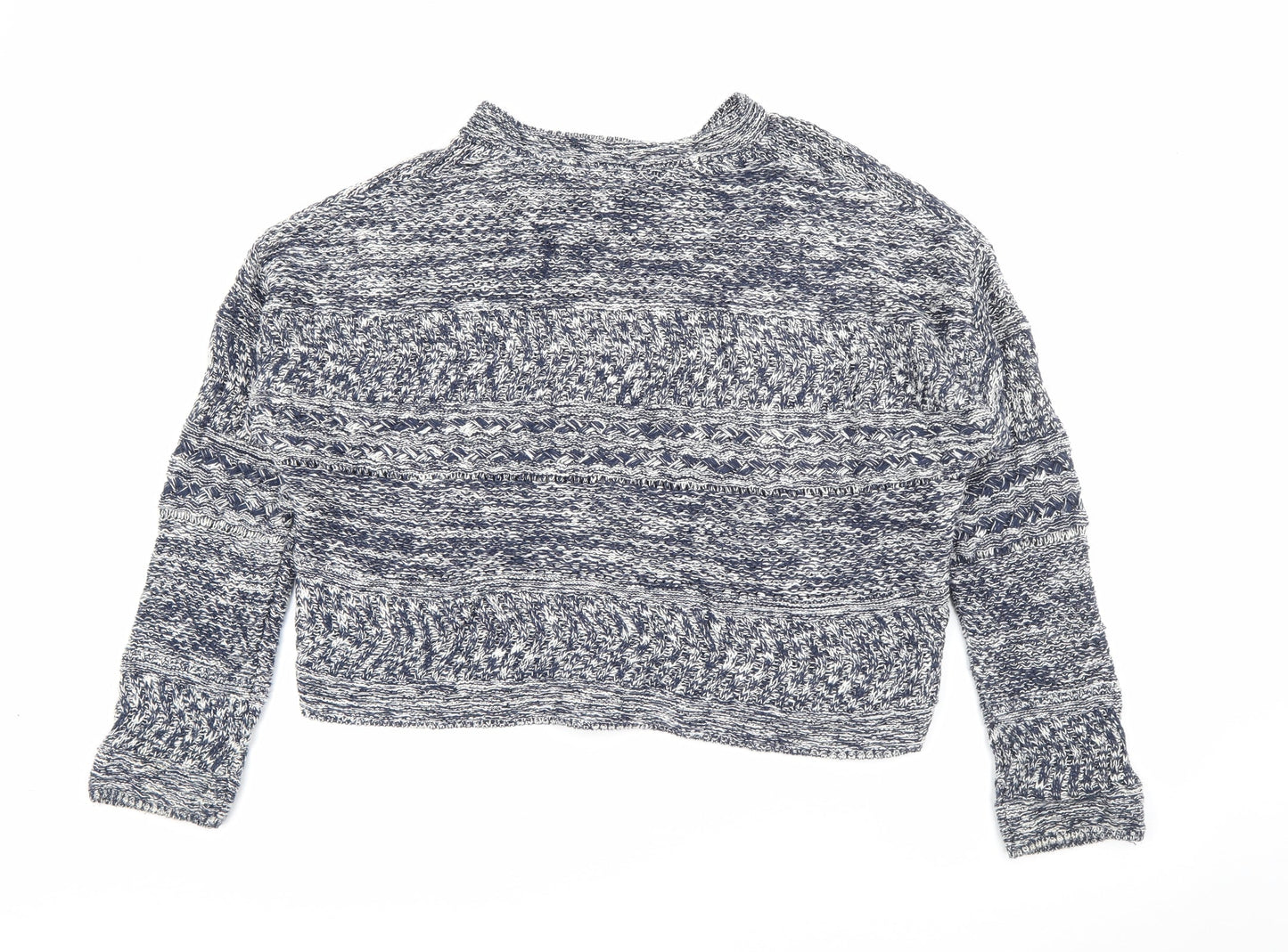 Marks and Spencer Womens Blue Crew Neck  Cotton Cardigan Jumper Size L