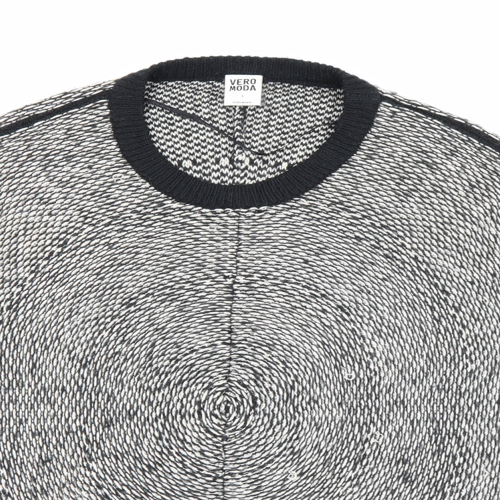 VERO MODA Womens Black Crew Neck  Acrylic Pullover Jumper Size S