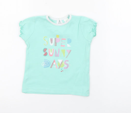 Baby Club Baby Blue  Cotton Pullover T-Shirt Size 18-24 Months Crew Neck Button - Super Sunny Days