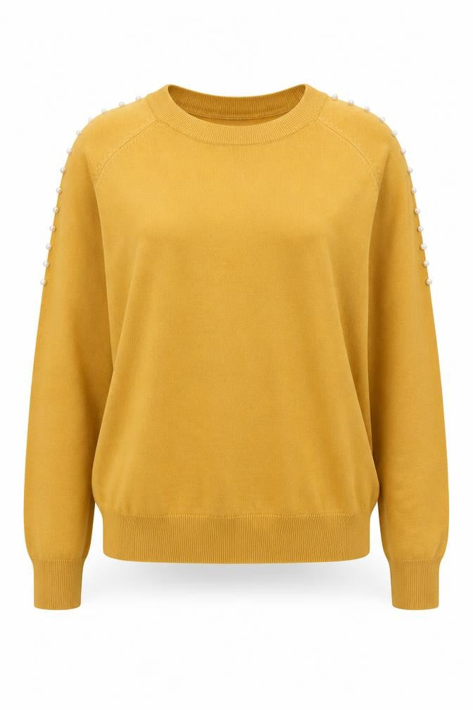 PARAMOUR Womens Yellow Round Neck  Viscose Pullover Jumper Size L