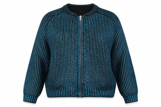 H&M Womens Blue Crew Neck  Acrylic Full Zip Jumper Size L