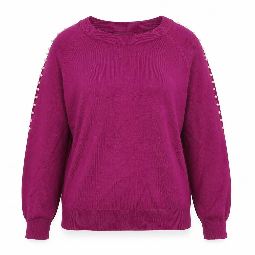 Paramour Womens Purple Round Neck  Viscose Pullover Jumper Size L