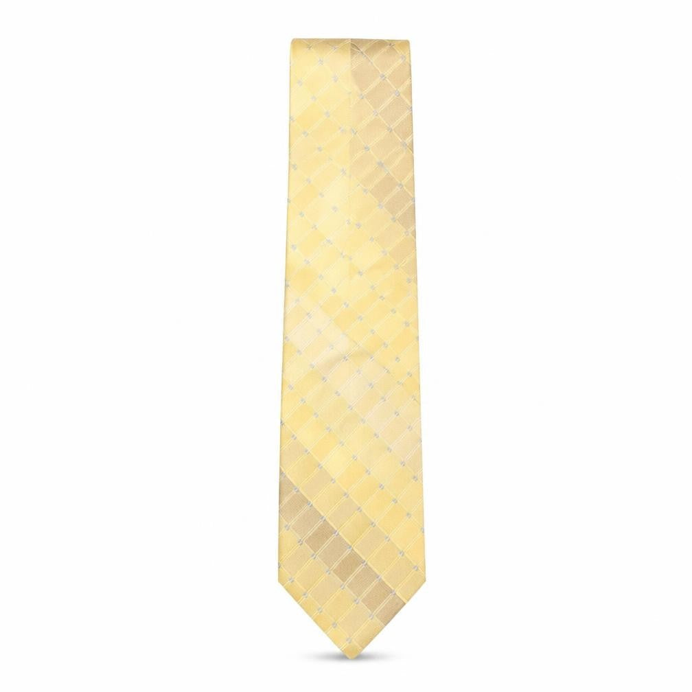 Murano Mens Beige Plaids & Checks Silk Pointed Tie One Size