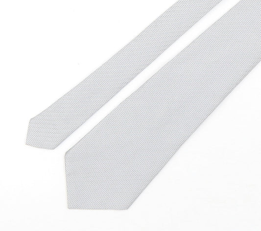 StMichael Mens Grey Geometric Polyester Pointed Tie One Size