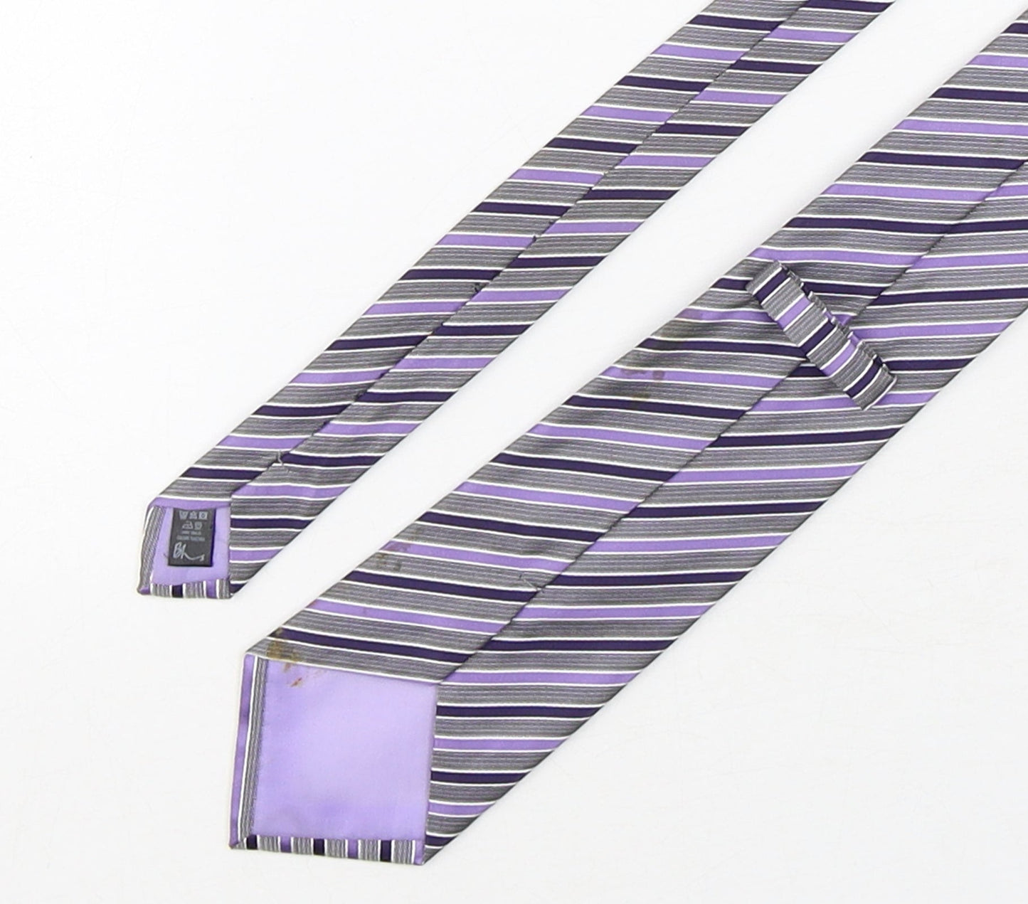 BHS Mens Multicoloured Striped Polyester Pointed Tie One Size