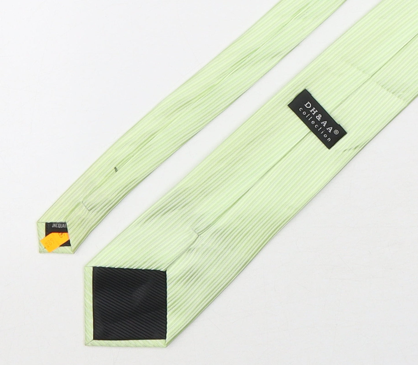 DH & AA Mens Green Striped Polyester Pointed Tie One Size