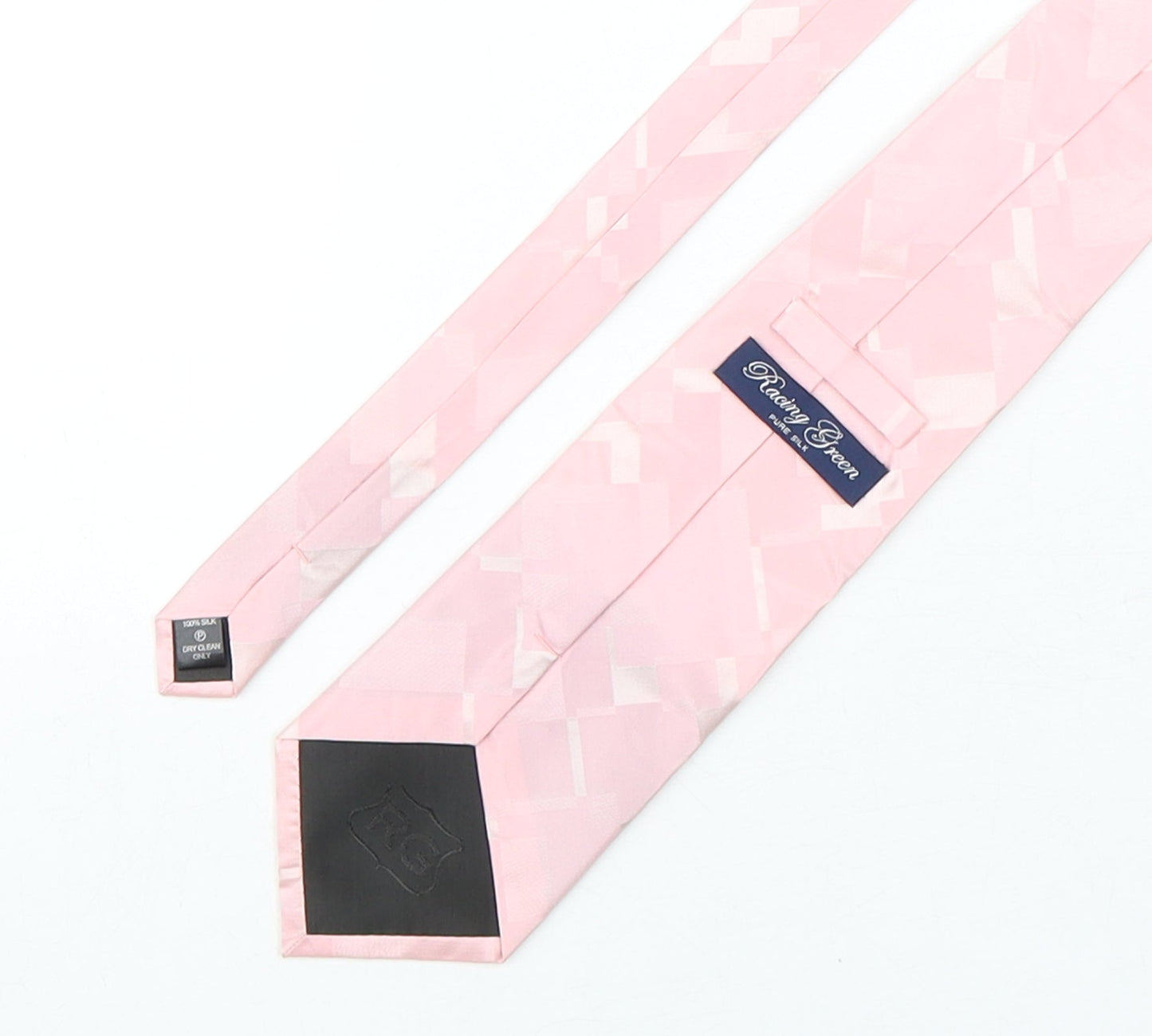 Racing Green  Mens Pink Geometric Silk Pointed Tie One Size