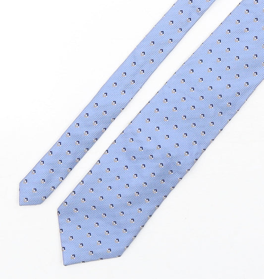 Emilio Lanzetti Mens Blue Geometric Silk Pointed Tie One Size