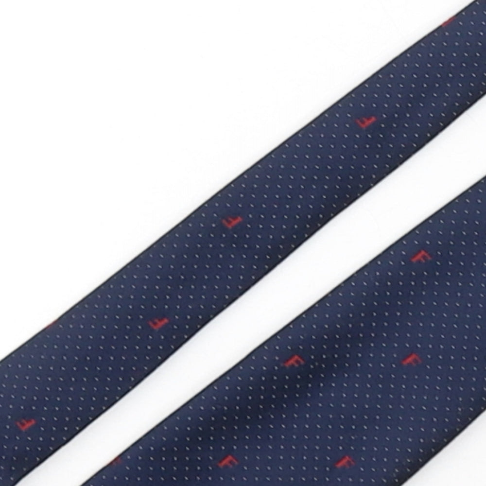 Interlogo London  Mens Blue Polka Dot Polyester Pointed Tie One Size