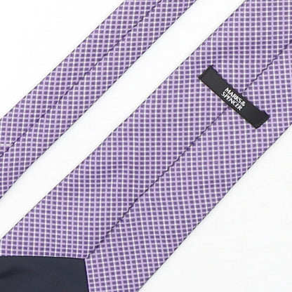 Marks & Spencer Mens Purple Plaids & Checks Polyester Pointed Tie One Size