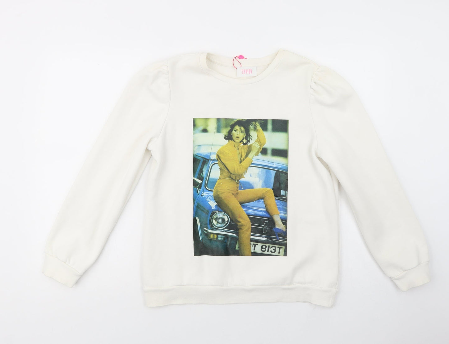 Savida Womens White  Cotton Pullover Sweatshirt Size S  Pullover
