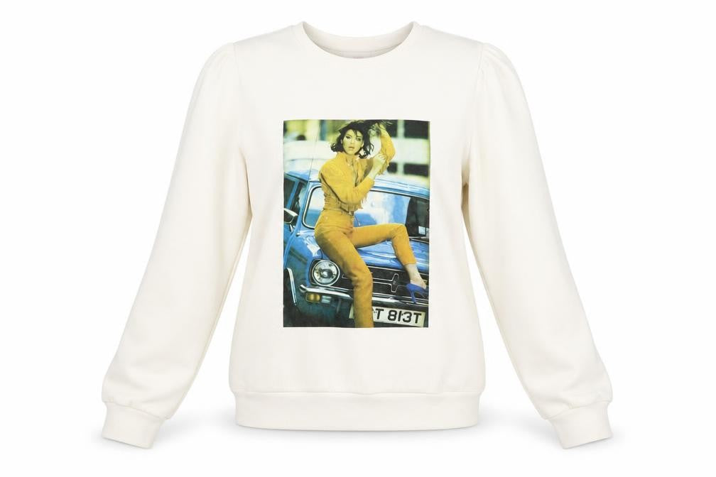 Savida Womens White  Cotton Pullover Sweatshirt Size S  Pullover