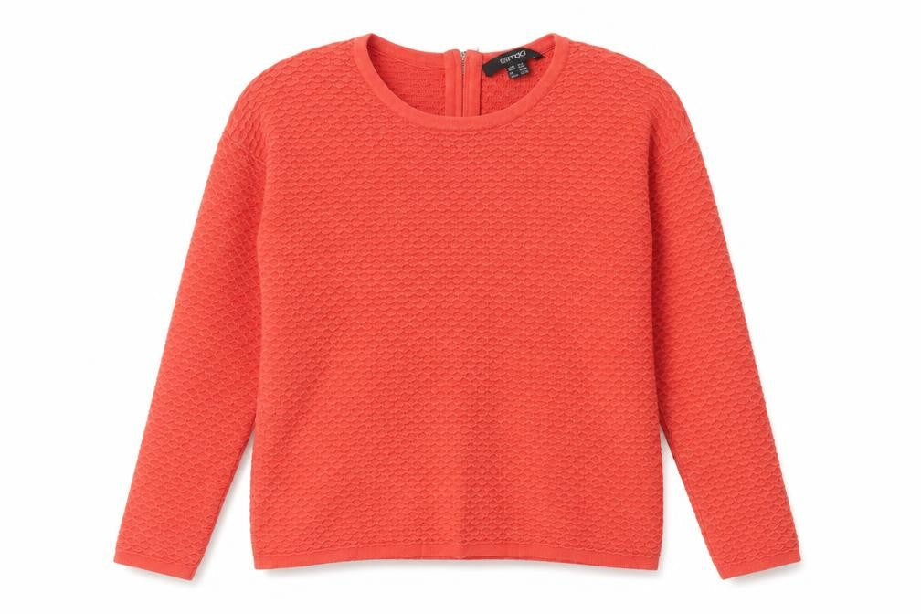 ESMARA Womens Red Scoop Neck  Cotton Pullover Jumper Size 10